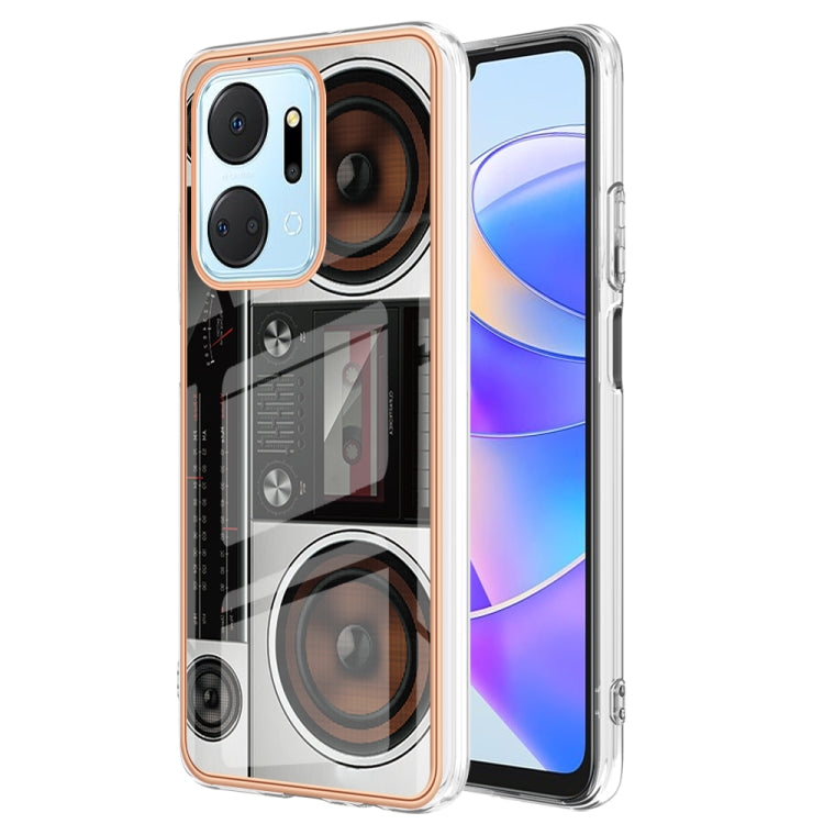 For Honor X7a Electroplating Marble Dual-side IMD Phone Case(Retro Radio) - Honor Cases by PMC Jewellery | Online Shopping South Africa | PMC Jewellery | Buy Now Pay Later Mobicred