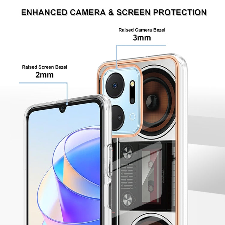 For Honor X7a Electroplating Marble Dual-side IMD Phone Case(Retro Radio) - Honor Cases by PMC Jewellery | Online Shopping South Africa | PMC Jewellery | Buy Now Pay Later Mobicred