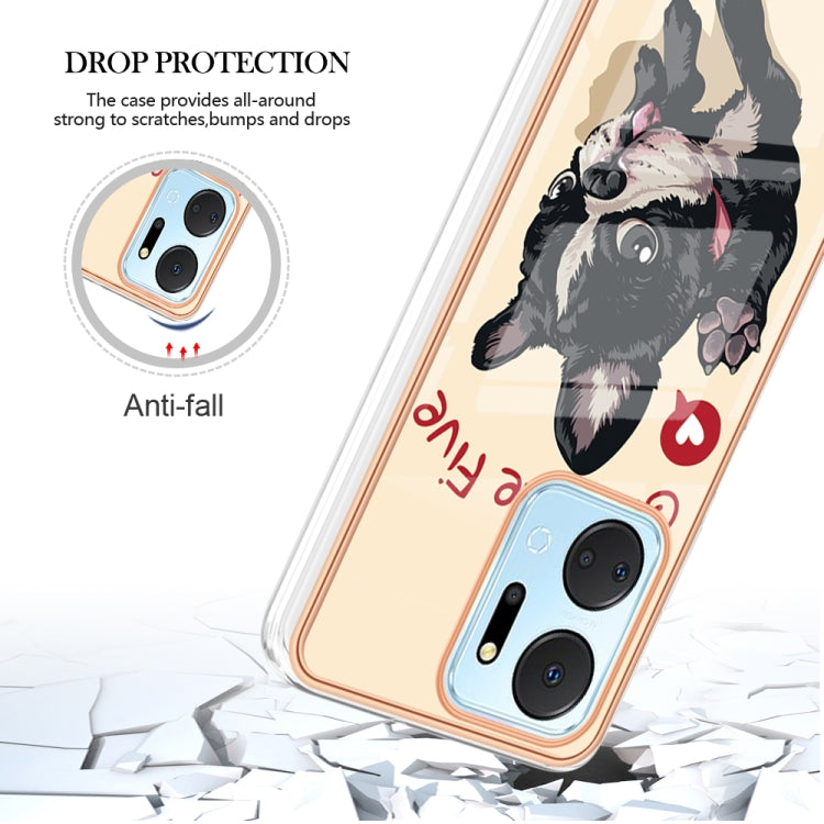 For Honor X7a Electroplating Marble Dual-side IMD Phone Case(Lucky Dog) - Honor Cases by PMC Jewellery | Online Shopping South Africa | PMC Jewellery | Buy Now Pay Later Mobicred