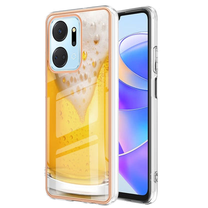 For Honor X7a Electroplating Marble Dual-side IMD Phone Case(Draft Beer) - Honor Cases by PMC Jewellery | Online Shopping South Africa | PMC Jewellery | Buy Now Pay Later Mobicred