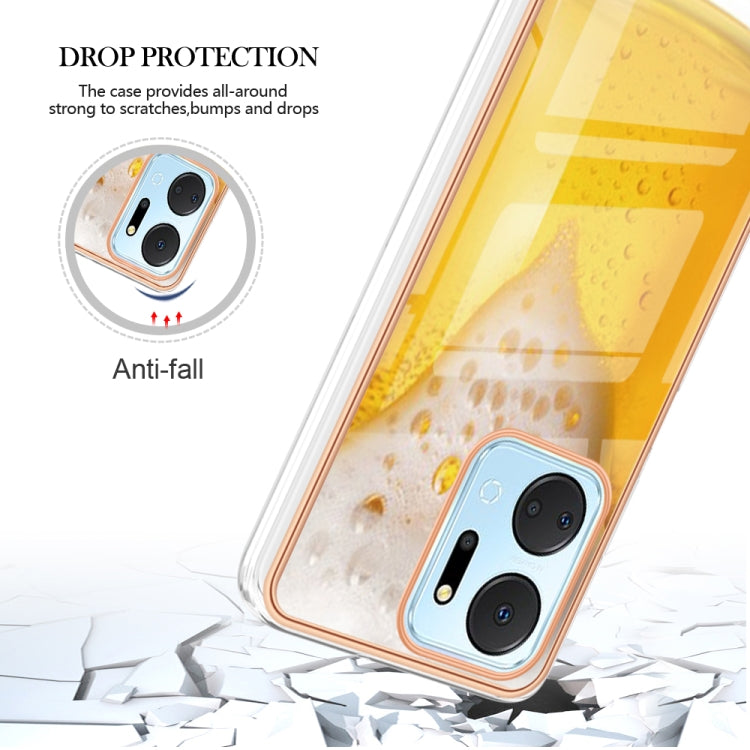 For Honor X7a Electroplating Marble Dual-side IMD Phone Case(Draft Beer) - Honor Cases by PMC Jewellery | Online Shopping South Africa | PMC Jewellery | Buy Now Pay Later Mobicred