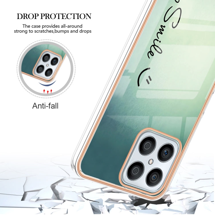 For Honor X8 4G Electroplating Marble Dual-side IMD Phone Case(Smile) - Honor Cases by PMC Jewellery | Online Shopping South Africa | PMC Jewellery | Buy Now Pay Later Mobicred