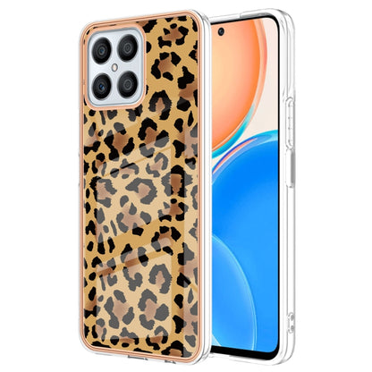 For Honor X8 4G Electroplating Marble Dual-side IMD Phone Case(Leopard Print) - Honor Cases by PMC Jewellery | Online Shopping South Africa | PMC Jewellery | Buy Now Pay Later Mobicred