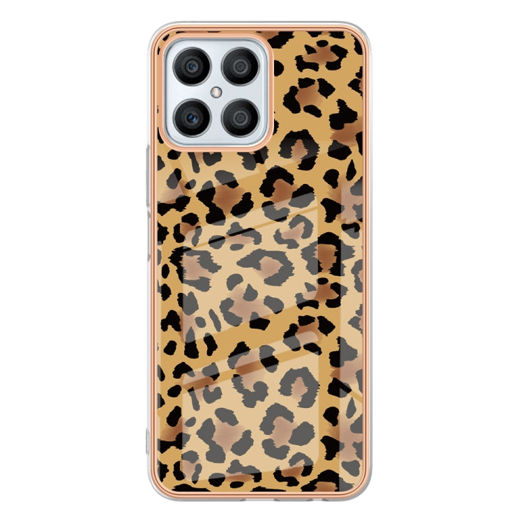 For Honor X8 4G Electroplating Marble Dual-side IMD Phone Case(Leopard Print) - Honor Cases by PMC Jewellery | Online Shopping South Africa | PMC Jewellery | Buy Now Pay Later Mobicred