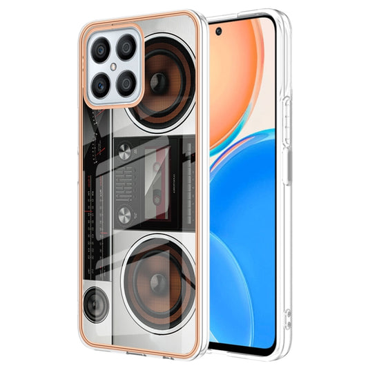 For Honor X8 4G Electroplating Marble Dual-side IMD Phone Case(Retro Radio) - Honor Cases by PMC Jewellery | Online Shopping South Africa | PMC Jewellery | Buy Now Pay Later Mobicred