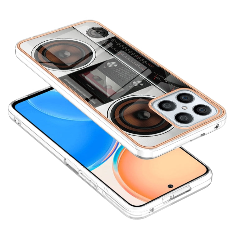 For Honor X8 4G Electroplating Marble Dual-side IMD Phone Case(Retro Radio) - Honor Cases by PMC Jewellery | Online Shopping South Africa | PMC Jewellery | Buy Now Pay Later Mobicred