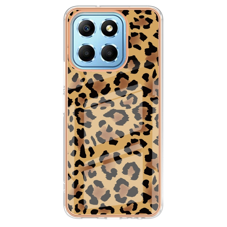 For Honor X8 5G / X6 4G Electroplating Marble Dual-side IMD Phone Case(Leopard Print) - Honor Cases by PMC Jewellery | Online Shopping South Africa | PMC Jewellery | Buy Now Pay Later Mobicred