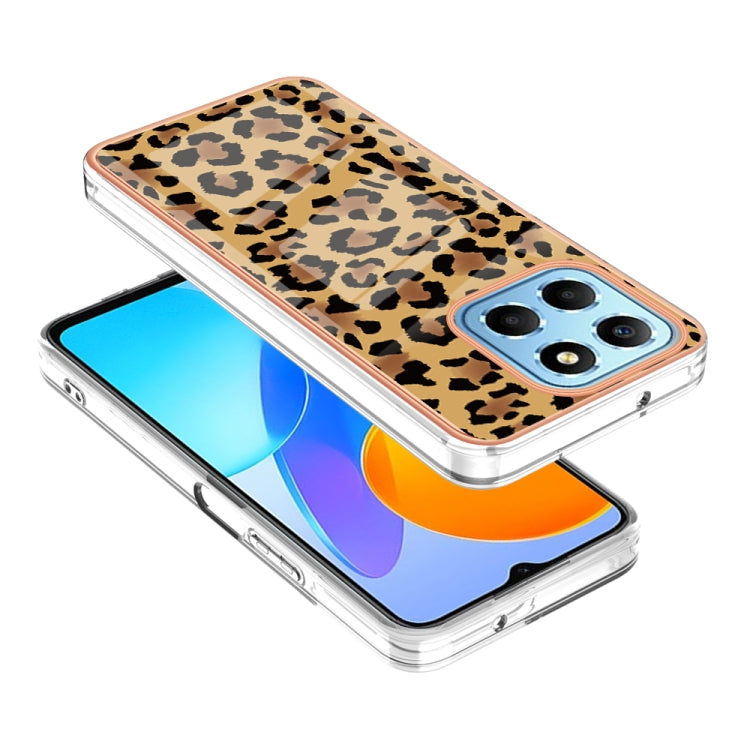 For Honor X8 5G / X6 4G Electroplating Marble Dual-side IMD Phone Case(Leopard Print) - Honor Cases by PMC Jewellery | Online Shopping South Africa | PMC Jewellery | Buy Now Pay Later Mobicred