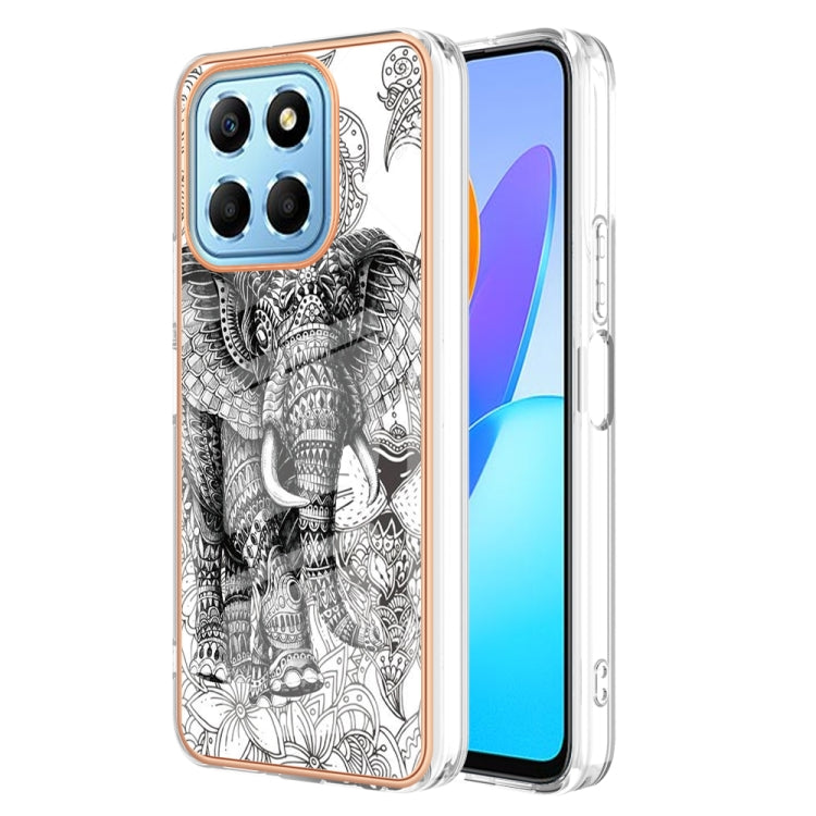 For Honor X8 5G / X6 4G Electroplating Marble Dual-side IMD Phone Case(Totem Elephant) - Honor Cases by PMC Jewellery | Online Shopping South Africa | PMC Jewellery | Buy Now Pay Later Mobicred