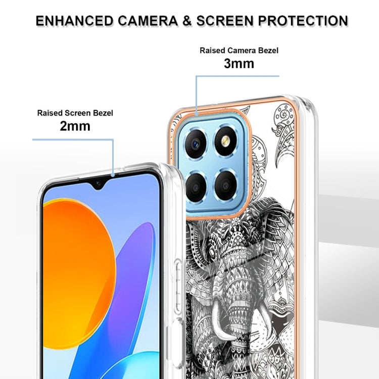 For Honor X8 5G / X6 4G Electroplating Marble Dual-side IMD Phone Case(Totem Elephant) - Honor Cases by PMC Jewellery | Online Shopping South Africa | PMC Jewellery | Buy Now Pay Later Mobicred