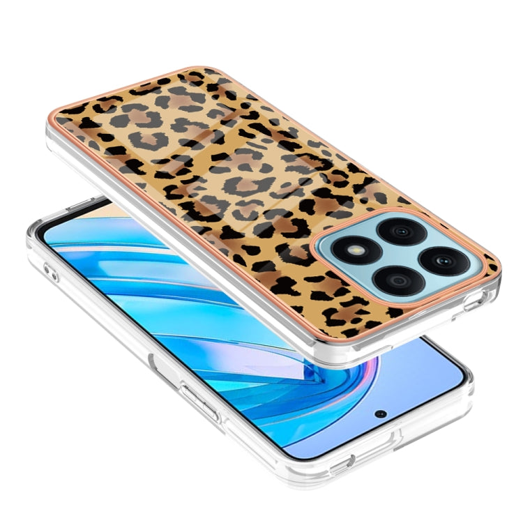 For Honor X8a Electroplating Marble Dual-side IMD Phone Case(Leopard Print) - Honor Cases by PMC Jewellery | Online Shopping South Africa | PMC Jewellery | Buy Now Pay Later Mobicred