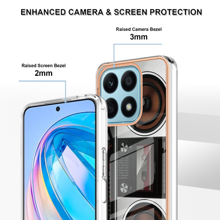 For Honor X8a Electroplating Marble Dual-side IMD Phone Case(Retro Radio) - Honor Cases by PMC TechLife | Online Shopping South Africa | PMC TechLife | Buy Now Pay Later Mobicred