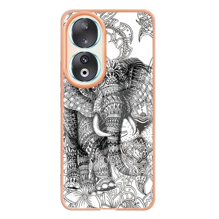 For Honor 90 5G Electroplating Marble Dual-side IMD Phone Case(Totem Elephant) - Honor Cases by PMC Jewellery | Online Shopping South Africa | PMC Jewellery | Buy Now Pay Later Mobicred