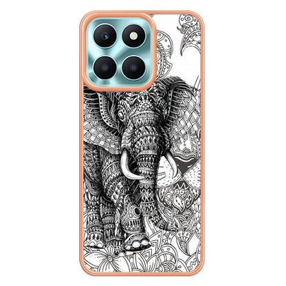 For Honor X6a Electroplating Marble Dual-side IMD Phone Case(Totem Elephant) - Honor Cases by PMC Jewellery | Online Shopping South Africa | PMC Jewellery | Buy Now Pay Later Mobicred