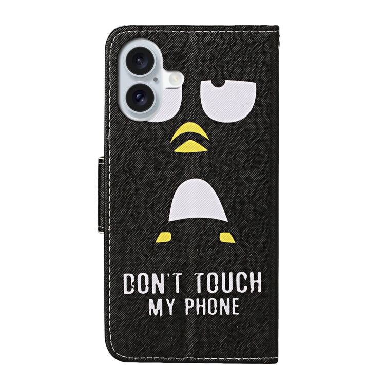 For iPhone 16 3D Colored Drawing Flip Leather Phone Case(Penguins) - iPhone 16 Cases by PMC TechLife | Online Shopping South Africa | PMC TechLife | Buy Now Pay Later Mobicred