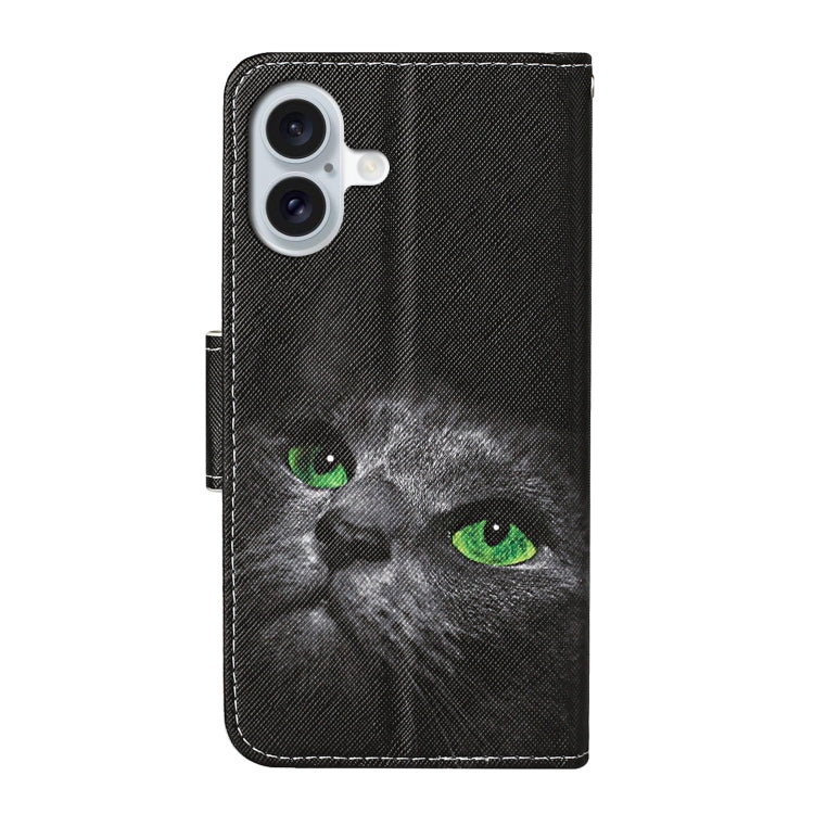 For iPhone 16 3D Colored Drawing Flip Leather Phone Case(Black Cat) - iPhone 16 Cases by PMC Jewellery | Online Shopping South Africa | PMC Jewellery | Buy Now Pay Later Mobicred