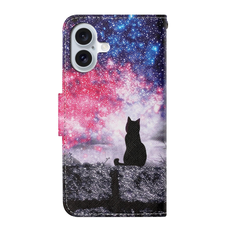 For iPhone 16 3D Colored Drawing Flip Leather Phone Case(Star Cat) - iPhone 16 Cases by PMC TechLife | Online Shopping South Africa | PMC TechLife | Buy Now Pay Later Mobicred
