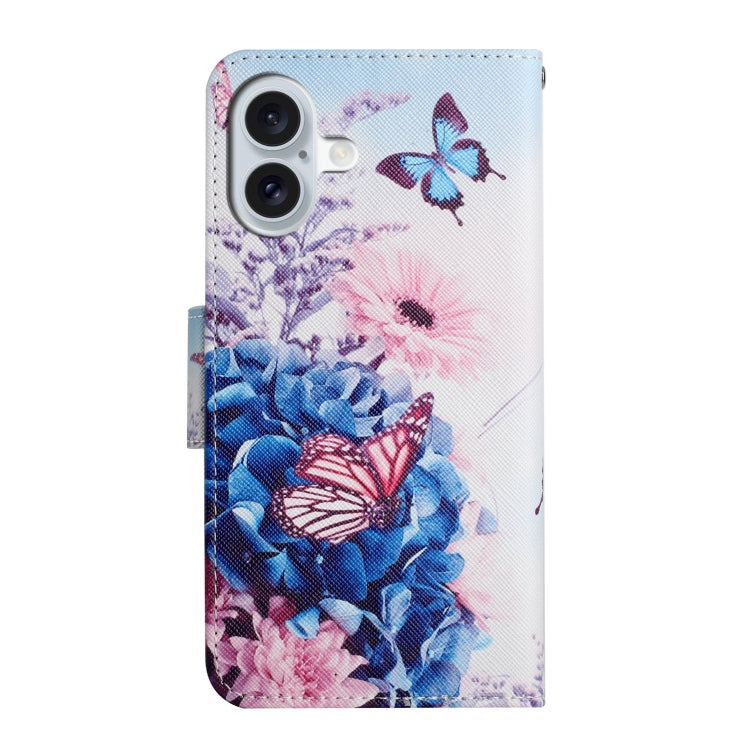 For iPhone 16 3D Colored Drawing Flip Leather Phone Case(Purple butterfly) - iPhone 16 Cases by PMC TechLife | Online Shopping South Africa | PMC TechLife | Buy Now Pay Later Mobicred
