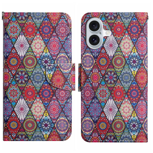 For iPhone 16 3D Colored Drawing Flip Leather Phone Case(Kaleidoscope) - iPhone 16 Cases by PMC Jewellery | Online Shopping South Africa | PMC Jewellery | Buy Now Pay Later Mobicred