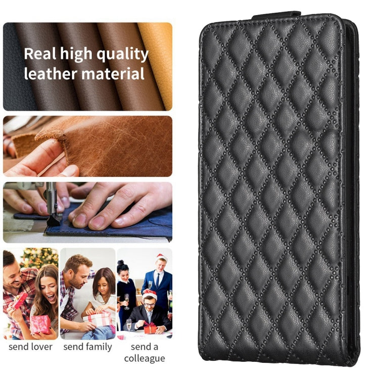 For Xiaomi 13 Lite / Civi 2 Diamond Lattice Vertical Flip Leather Phone Case(Black) - 13 Lite Cases by PMC TechLife | Online Shopping South Africa | PMC TechLife | Buy Now Pay Later Mobicred