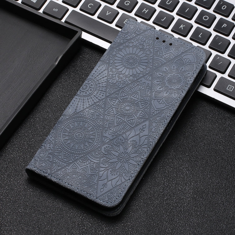 For iPhone 16 Pro Ethnic Embossed Adsorption Leather Phone Case(Grey) - iPhone 16 Pro Cases by PMC TechLife | Online Shopping South Africa | PMC TechLife | Buy Now Pay Later Mobicred