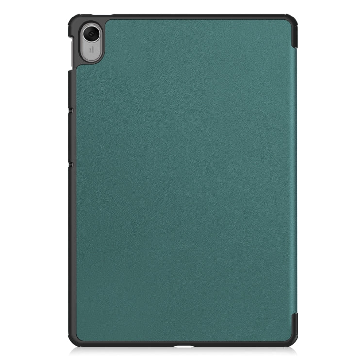 For Huawei MatePad 11.5 2023 Custer Texture 3-Fold Holder Leather Tablet Case(Green) - Huawei by PMC Jewellery | Online Shopping South Africa | PMC Jewellery