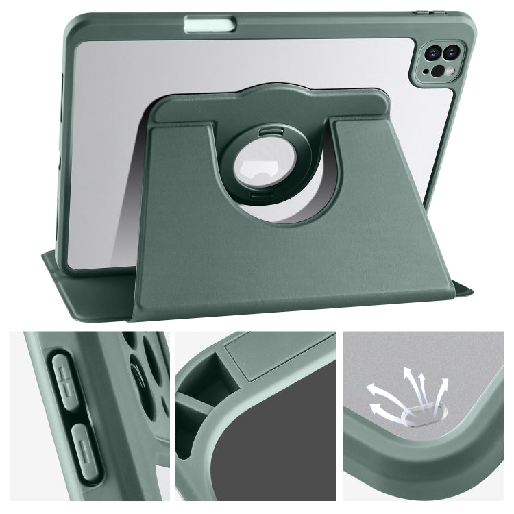 For iPad Pro 13 2024 Acrylic 360 Rotation Detachable Leather Tablet Case(Deep Green) - iPad Pro 13 2024 Cases by PMC TechLife | Online Shopping South Africa | PMC TechLife | Buy Now Pay Later Mobicred