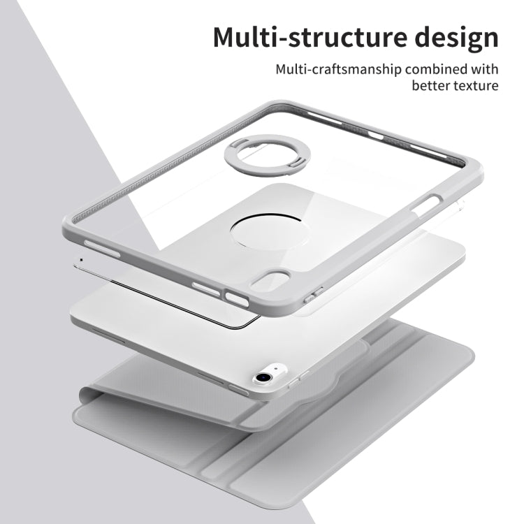 For iPad Air 11 2024 Acrylic 360 Rotation Detachable Leather Tablet Case(Grey) - iPad Air 11 2024 Cases by PMC TechLife | Online Shopping South Africa | PMC TechLife | Buy Now Pay Later Mobicred