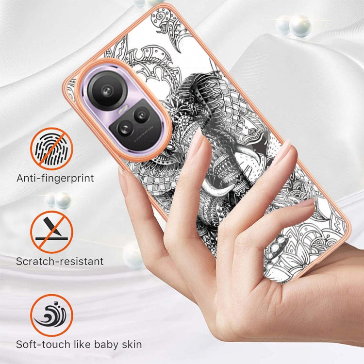 For OPPO Reno10 Pro 5G Global Electroplating Marble Dual-side IMD Phone Case(Totem Elephant) - OPPO Cases by PMC TechLife | Online Shopping South Africa | PMC TechLife | Buy Now Pay Later Mobicred