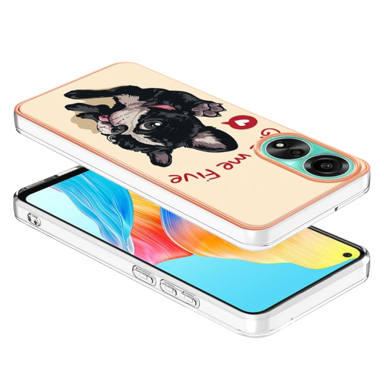 For OPPO A78 4G Electroplating Marble Dual-side IMD Phone Case(Lucky Dog) - OPPO Cases by PMC TechLife | Online Shopping South Africa | PMC TechLife | Buy Now Pay Later Mobicred