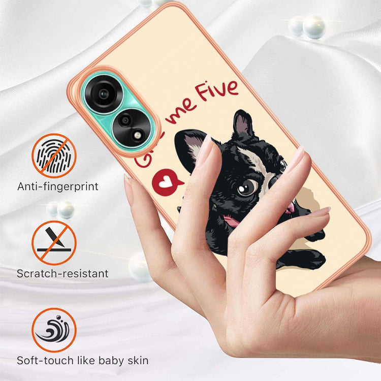 For OPPO A78 4G Electroplating Marble Dual-side IMD Phone Case(Lucky Dog) - OPPO Cases by PMC TechLife | Online Shopping South Africa | PMC TechLife | Buy Now Pay Later Mobicred
