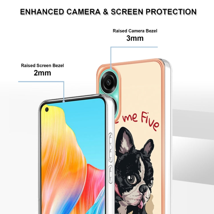 For OPPO A78 4G Electroplating Marble Dual-side IMD Phone Case(Lucky Dog) - OPPO Cases by PMC TechLife | Online Shopping South Africa | PMC TechLife | Buy Now Pay Later Mobicred