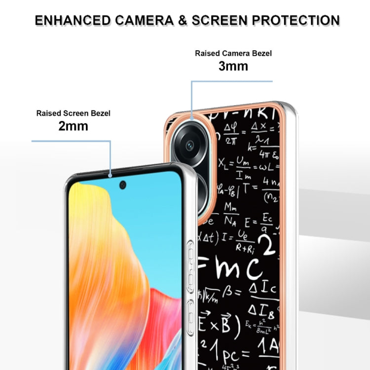 For OPPO A58 4G Electroplating Marble Dual-side IMD Phone Case(Equation) - OPPO Cases by PMC TechLife | Online Shopping South Africa | PMC TechLife | Buy Now Pay Later Mobicred