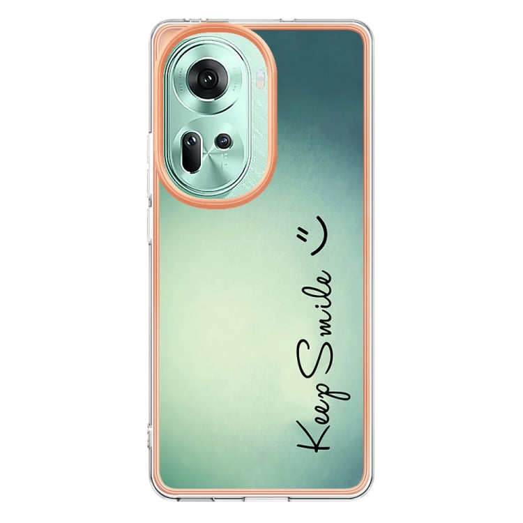 For OPPO Reno11 5G Global Electroplating Marble Dual-side IMD Phone Case(Smile) - Reno11 Cases by PMC TechLife | Online Shopping South Africa | PMC TechLife | Buy Now Pay Later Mobicred