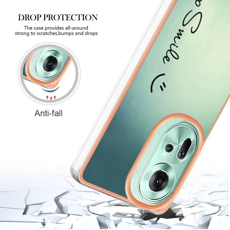 For OPPO Reno11 5G Global Electroplating Marble Dual-side IMD Phone Case(Smile) - Reno11 Cases by PMC TechLife | Online Shopping South Africa | PMC TechLife | Buy Now Pay Later Mobicred