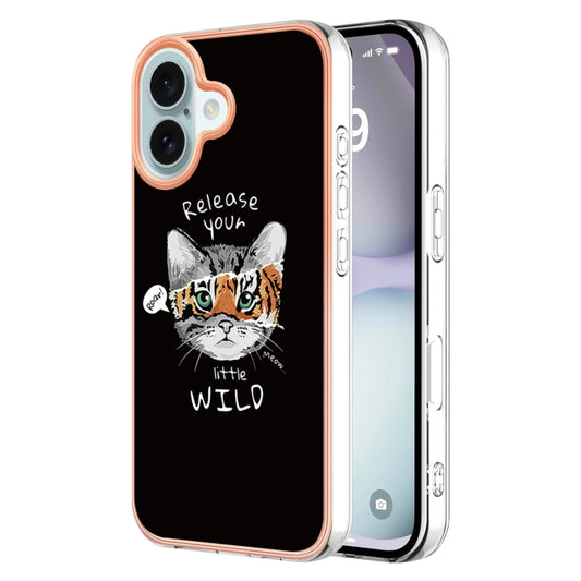 For iPhone 16 Electroplating Marble Dual-side IMD Phone Case(Natural Growth) - iPhone 16 Cases by PMC Jewellery | Online Shopping South Africa | PMC Jewellery | Buy Now Pay Later Mobicred