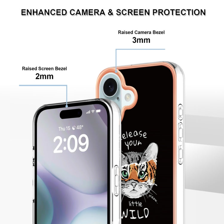 For iPhone 16 Electroplating Marble Dual-side IMD Phone Case(Natural Growth) - iPhone 16 Cases by PMC Jewellery | Online Shopping South Africa | PMC Jewellery | Buy Now Pay Later Mobicred