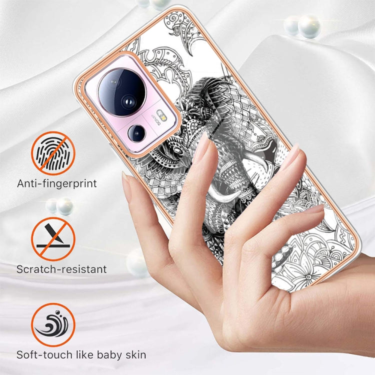 For Xiaomi 13 Lite 5G Electroplating Marble Dual-side IMD Phone Case(Totem Elephant) - 13 Lite Cases by PMC TechLife | Online Shopping South Africa | PMC TechLife | Buy Now Pay Later Mobicred