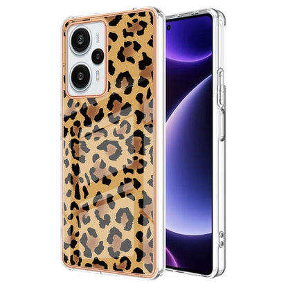 For Xiaomi Poco F5 / Redmi Note 12 Turbo Electroplating Marble Dual-side IMD Phone Case(Leopard Print) - Xiaomi Cases by PMC Jewellery | Online Shopping South Africa | PMC Jewellery | Buy Now Pay Later Mobicred