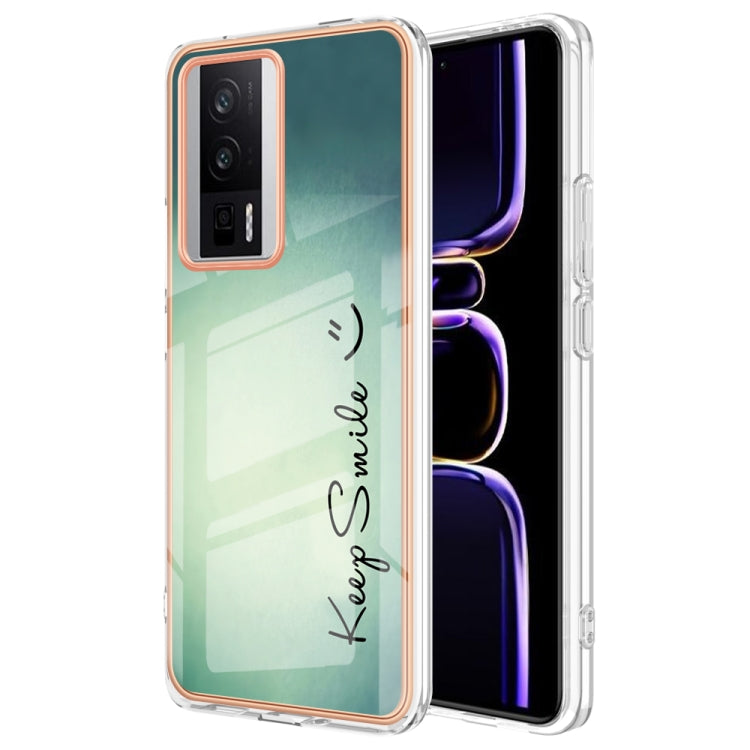 For Xiaomi Poco F5 Pro 5G / Redmi K60 Electroplating Marble Dual-side IMD Phone Case(Smile) - Xiaomi Cases by PMC Jewellery | Online Shopping South Africa | PMC Jewellery | Buy Now Pay Later Mobicred