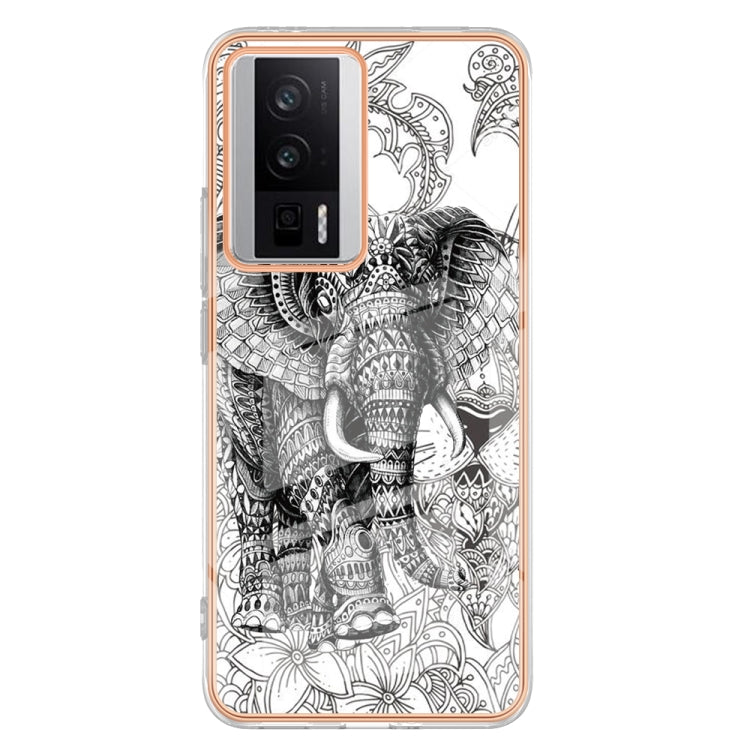 For Xiaomi Poco F5 Pro 5G / Redmi K60 Electroplating Marble Dual-side IMD Phone Case(Totem Elephant) - Xiaomi Cases by PMC Jewellery | Online Shopping South Africa | PMC Jewellery | Buy Now Pay Later Mobicred