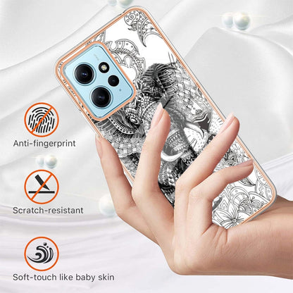 For Xiaomi Redmi Note 12 4G Electroplating Marble Dual-side IMD Phone Case(Totem Elephant) - Xiaomi Cases by PMC Jewellery | Online Shopping South Africa | PMC Jewellery | Buy Now Pay Later Mobicred