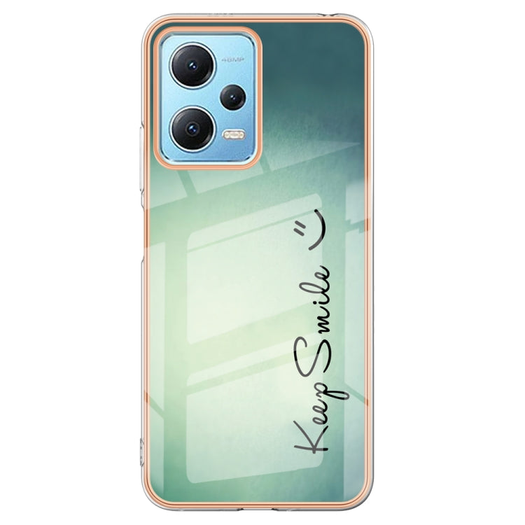 For Xiaomi Redmi Note 12 5G Global Electroplating Marble Dual-side IMD Phone Case(Smile) - Xiaomi Cases by PMC Jewellery | Online Shopping South Africa | PMC Jewellery | Buy Now Pay Later Mobicred