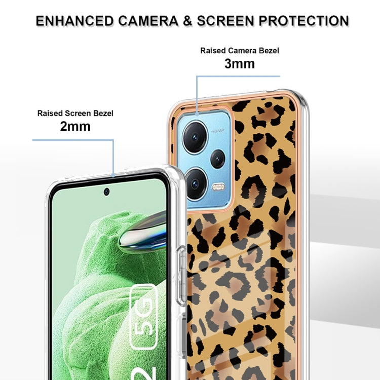 For Xiaomi Redmi Note 12 5G Global Electroplating Marble Dual-side IMD Phone Case(Leopard Print) - Xiaomi Cases by PMC Jewellery | Online Shopping South Africa | PMC Jewellery | Buy Now Pay Later Mobicred