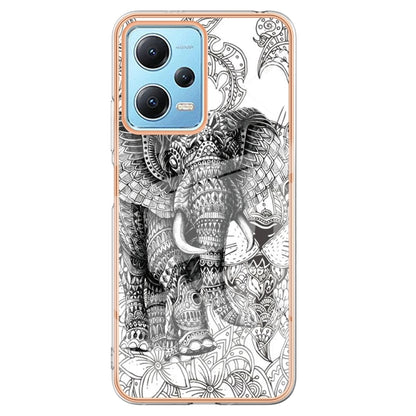 For Xiaomi Redmi Note 12 5G Global Electroplating Marble Dual-side IMD Phone Case(Totem Elephant) - Xiaomi Cases by PMC Jewellery | Online Shopping South Africa | PMC Jewellery | Buy Now Pay Later Mobicred