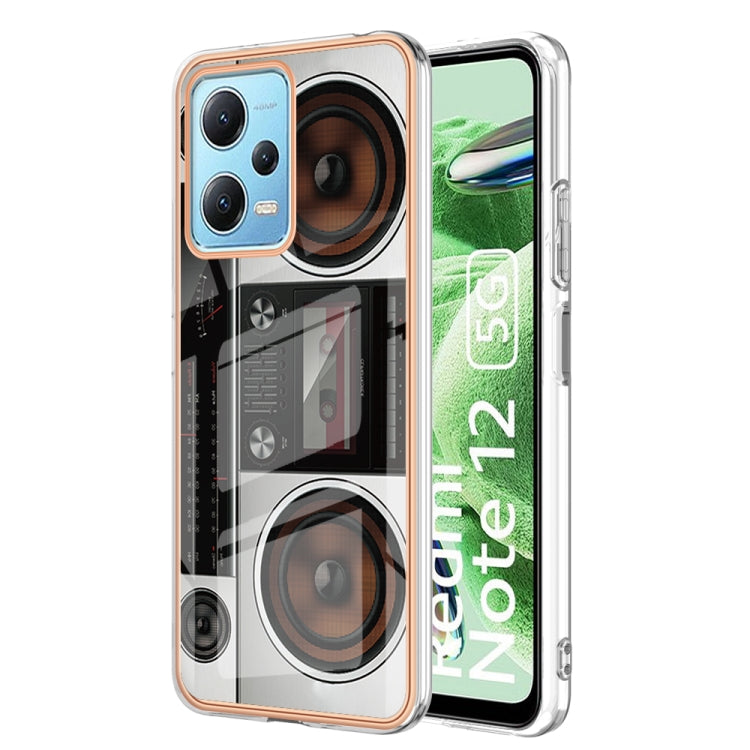 For Xiaomi Redmi Note 12 5G Global Electroplating Marble Dual-side IMD Phone Case(Retro Radio) - Xiaomi Cases by PMC Jewellery | Online Shopping South Africa | PMC Jewellery | Buy Now Pay Later Mobicred