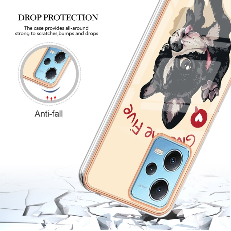 For Xiaomi Redmi Note 12 5G Global Electroplating Marble Dual-side IMD Phone Case(Lucky Dog) - Xiaomi Cases by PMC Jewellery | Online Shopping South Africa | PMC Jewellery | Buy Now Pay Later Mobicred