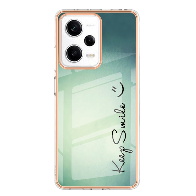 For Xiaomi Redmi Note 12 Pro 5G Global Electroplating Marble Dual-side IMD Phone Case(Smile) - Xiaomi Cases by PMC Jewellery | Online Shopping South Africa | PMC Jewellery | Buy Now Pay Later Mobicred