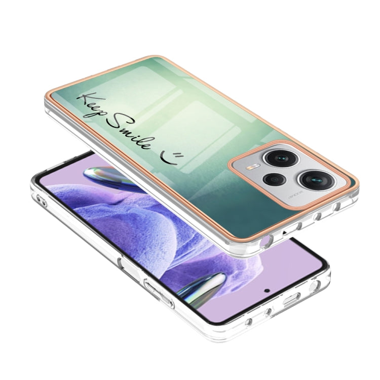 For Xiaomi Redmi Note 12 Pro+ Global Electroplating Marble Dual-side IMD Phone Case(Smile) - Xiaomi Cases by PMC TechLife | Online Shopping South Africa | PMC TechLife | Buy Now Pay Later Mobicred