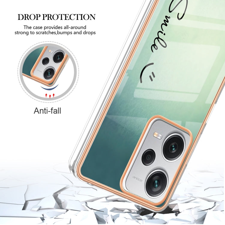 For Xiaomi Redmi Note 12 Pro+ Global Electroplating Marble Dual-side IMD Phone Case(Smile) - Xiaomi Cases by PMC TechLife | Online Shopping South Africa | PMC TechLife | Buy Now Pay Later Mobicred